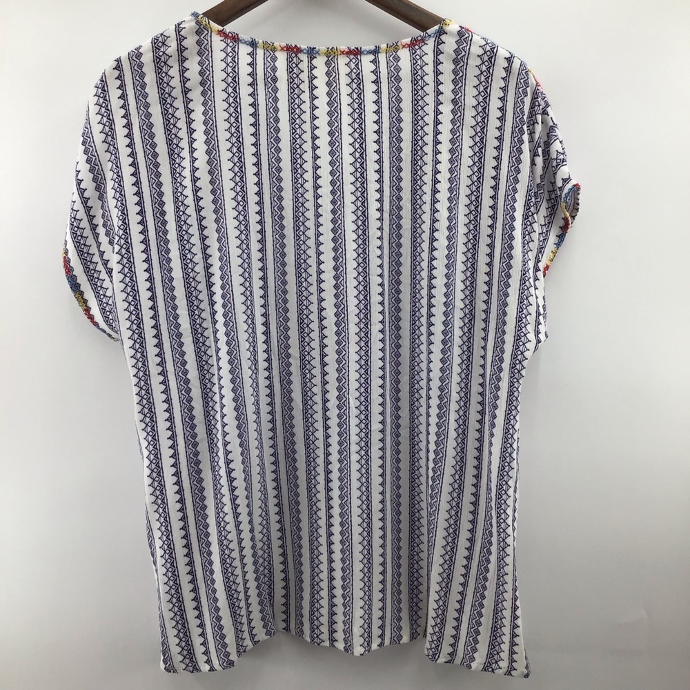 Savanna Jane Striped Embroidered Blouse - Blue and White - Picture 2 of 7